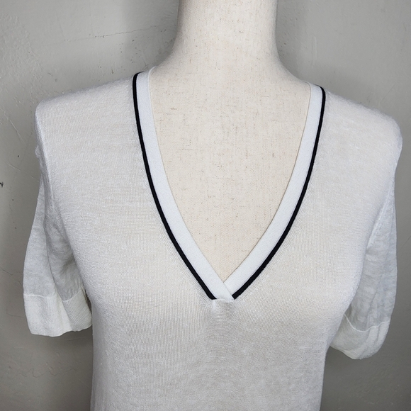 THEORY Naoleeray Sag Harbor V Neck Linen Sweater Top Size P/S - Picture 6 of 10